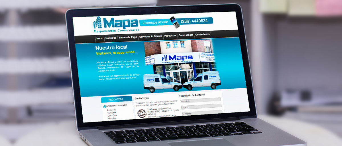 Página Web para la empresa Mapa Equipamientos